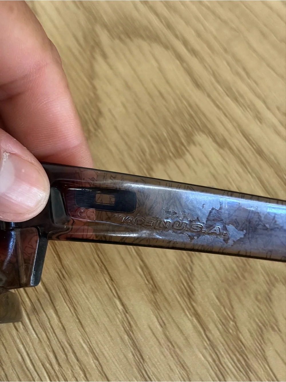 Oakley Gascan S Patterned Vintage Brown Sport Wrap Sunglasses Made in USA